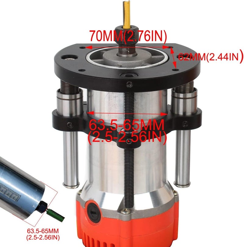 KETIPED Adjustable Router Lift for 65mm Diameter Universal Trimming Machine,Aluminum Under-Table Router Base for Router Table Insert Base Plate with Double Stainless Steel Support Rod,MG-061BK - Image 2